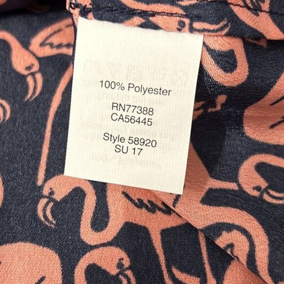 J. Crew Blouse Women 00 Navy Pink Flamingo Racerback Adjustable Straps 58920 - Picture 6 of 9